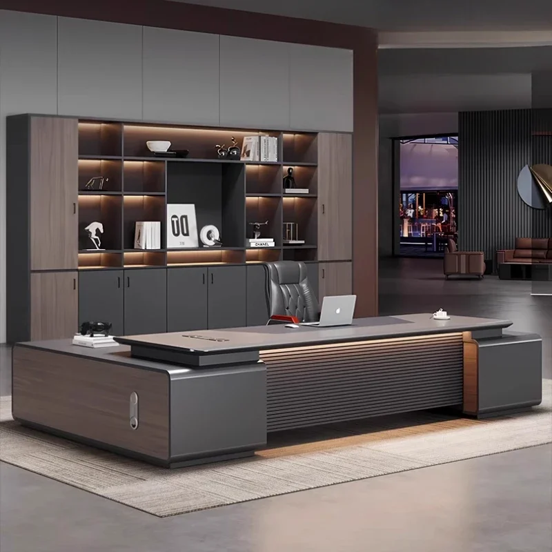 

Asthetic Luxury Executive Desk Hutch Organizer L Shaped Office Table Drawers Manager Conference Mesa De Escritorio Furniture