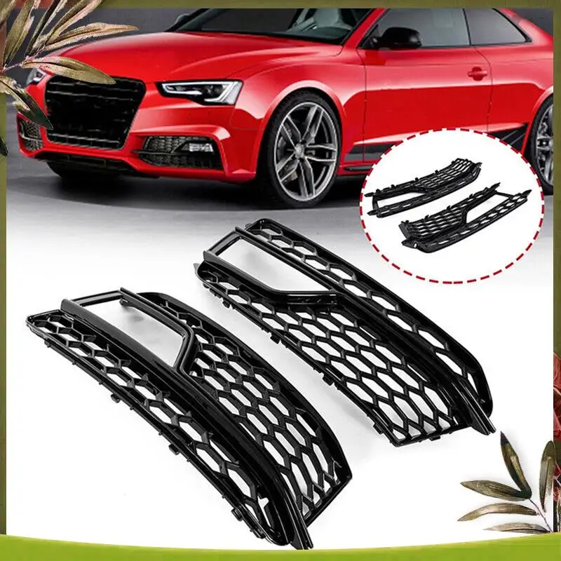 AB98-1 Para Przednich Samochodowych Osłon Siatek Lamp Przeciwmgielnych Grill Plaster Miodu Do S5 A5 S-Lines 2013-2016 8T0807681M Części