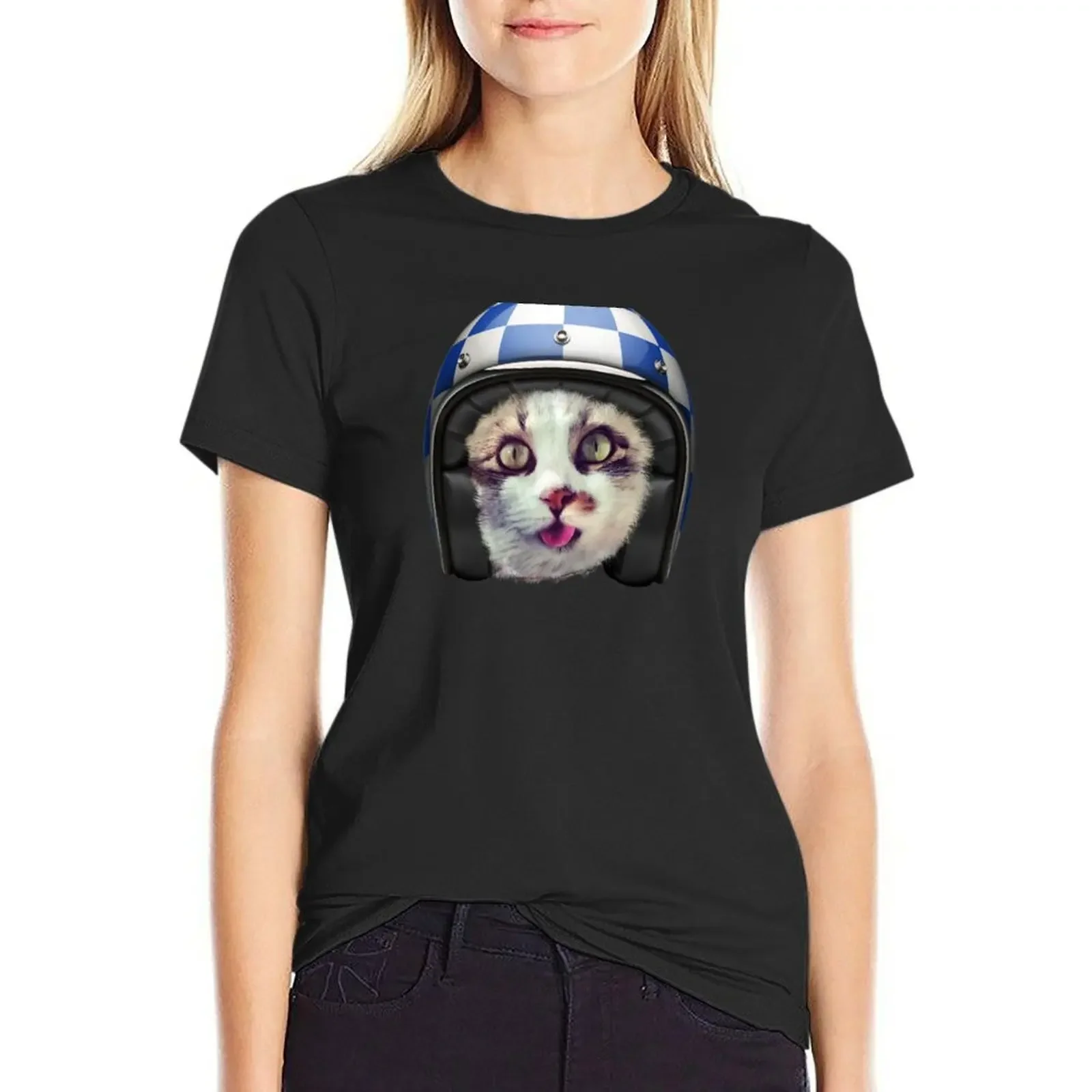 

Biker Cat T-shirt Aesthetic clothing female t shirts for Women graphic