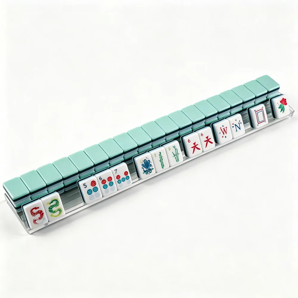 Four-Layer Green Acrylic 160 European/American Mahjong Tiles Mini Portable Travel Mahjong Set for Family Leisure Game S930b78d079b84b34baed26386fe56bfbc