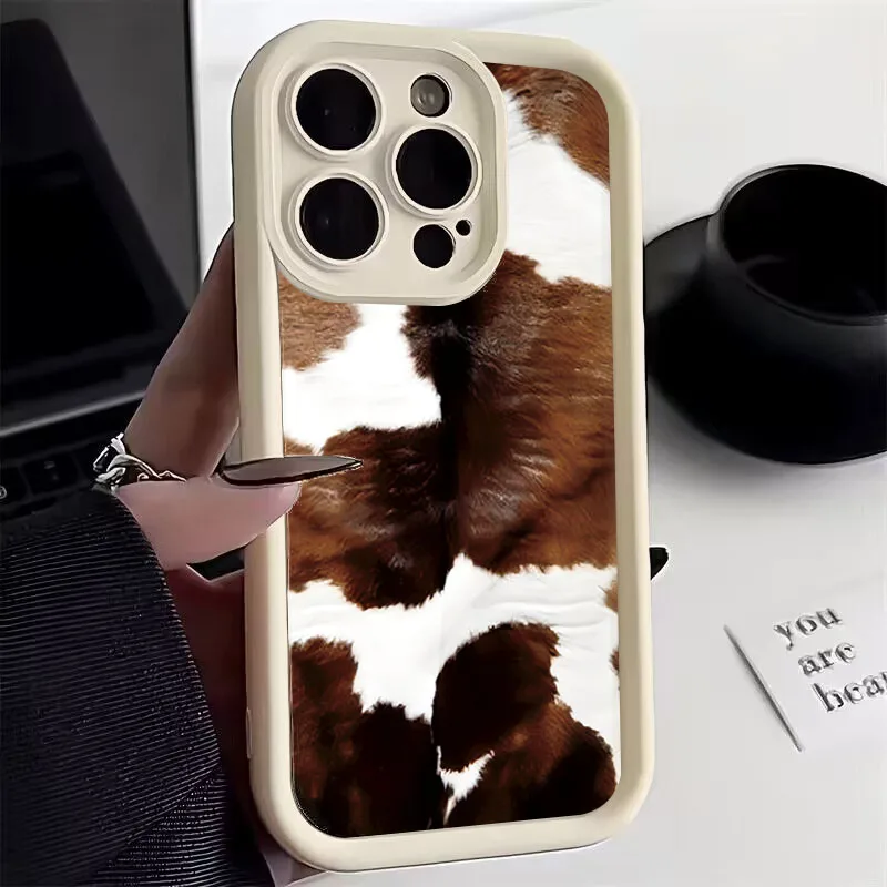 Stylish Cow Pattern Silicone Soft Phone Case For iPhone 17 Air 16 15 14 13 12 11 Pro Max 16E XS X XR 7 8 Plus SE2 Creative Cover
