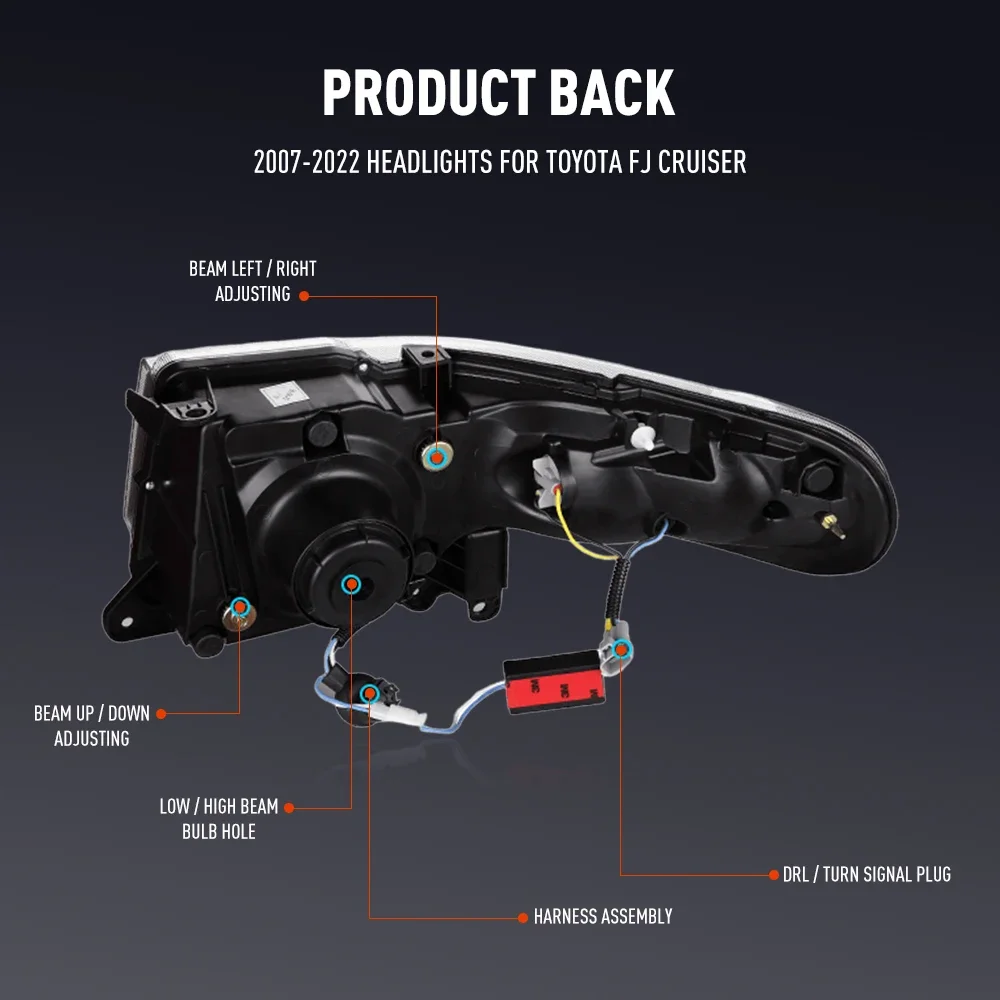 2PCs Auto Styling Kopf Lampe für Toyota FJ CRUISER 2007-2022 LED Scheinwerfer Tagfahrlicht Signal Lampen auto Zubehör