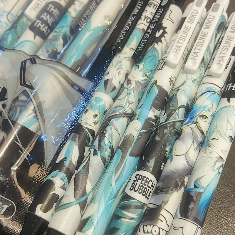 6 pièces Hatsune Miku stylo Gel stylo neutre ST 0.5mm plume encre noire stylo à bille étudiant examen écriture lisse Signature stylos papeterie