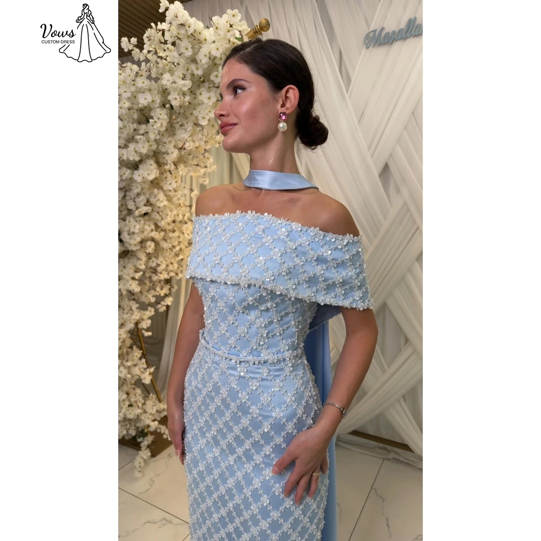 イベント用のカスタムメイドの豪華なレディースイブニングドレス、エレガントなレディースドレス2025、女性用リボンボールガウン、フィッシュテールスカート