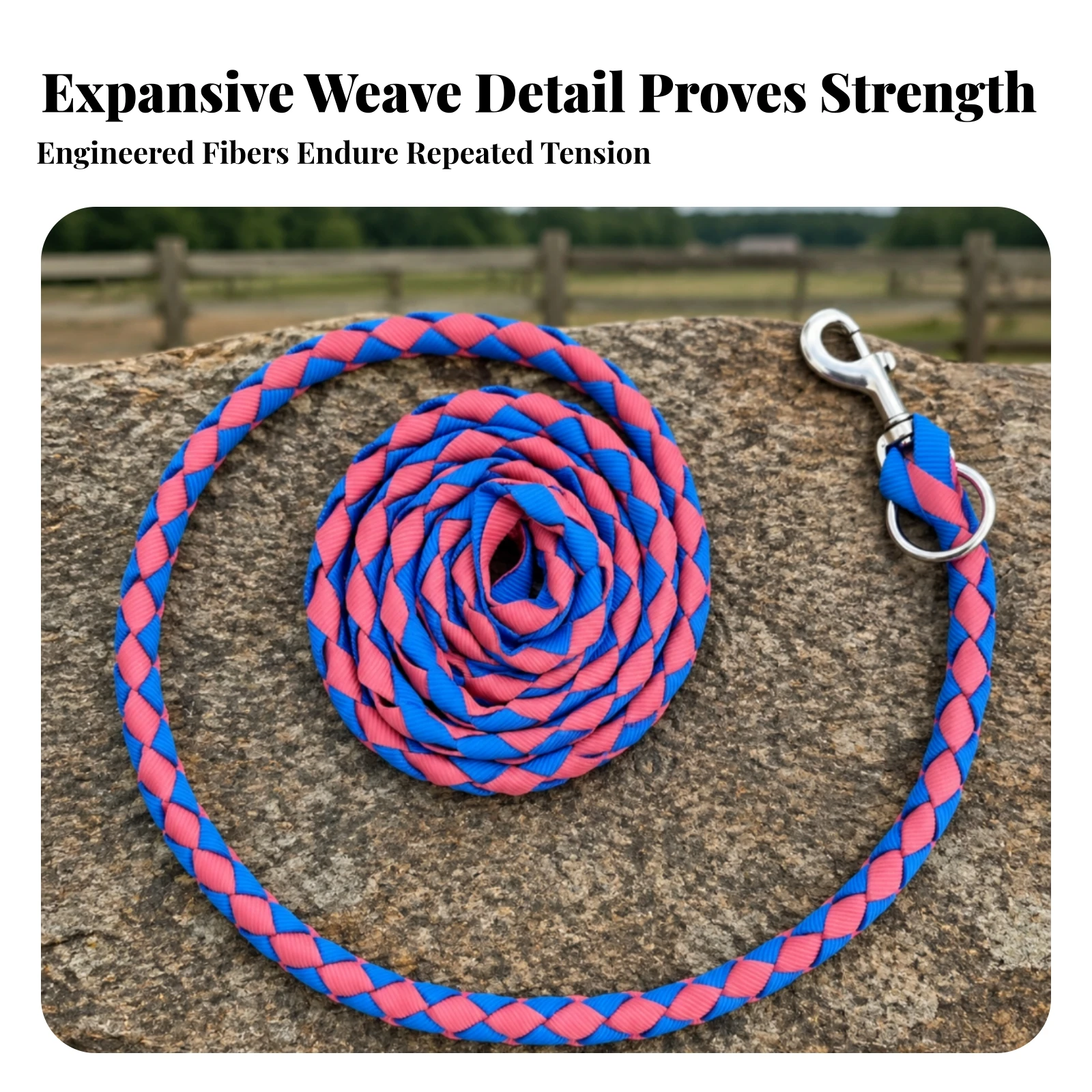 Braided Lead Rope with Snap Hook Comfortable Horse Lead Rope Tack Lightweight Weather Resistant for Equestrians, Stable
