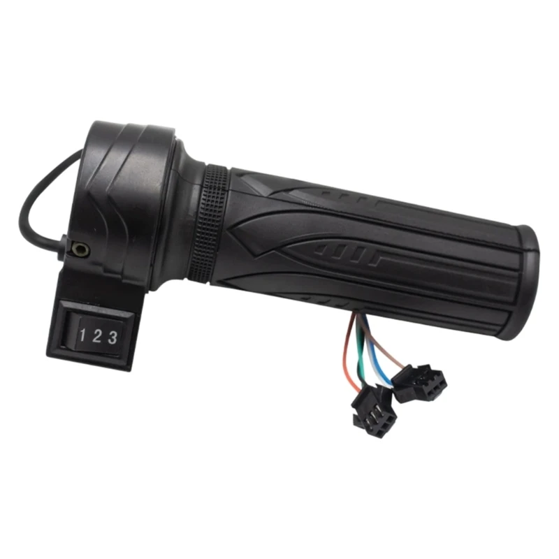 Electric Bike Twist Grip Control Handle with Built In 1 2 3 Selector, Textured Anti Slip Hold and Set Repair Part for