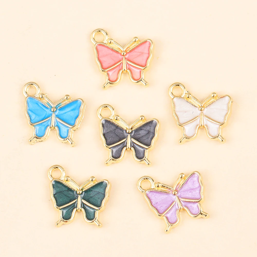 

20Pcs Lovely Enamel Oil Drip Butterfly Charms Alloy Small Pendant for Making Necklace Drop Earrings DIY Jewelry Craft Accessorie