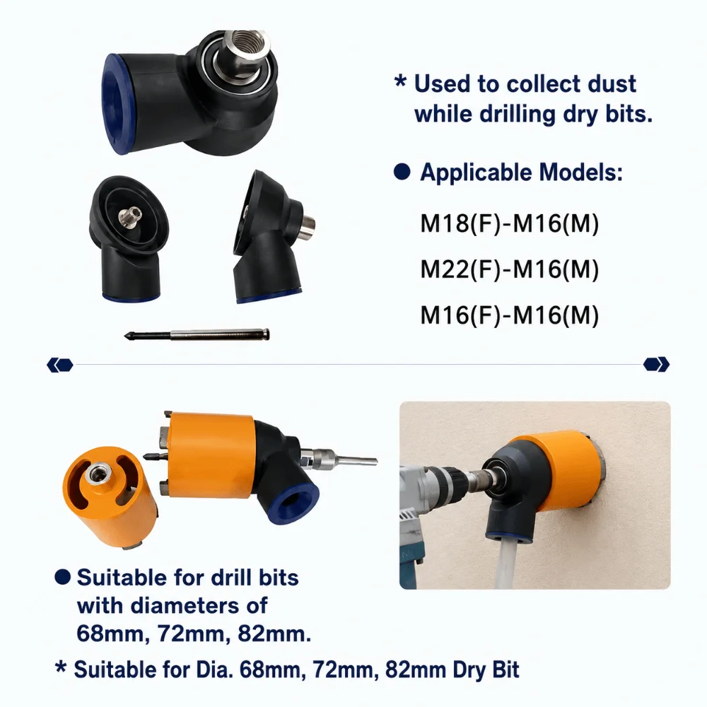 M22 M18 M16 Thread Dust Collect Cover Hard Wear Body High Capture Rate Water Drilling Rig Adapter Fast Assemble Strong Seal