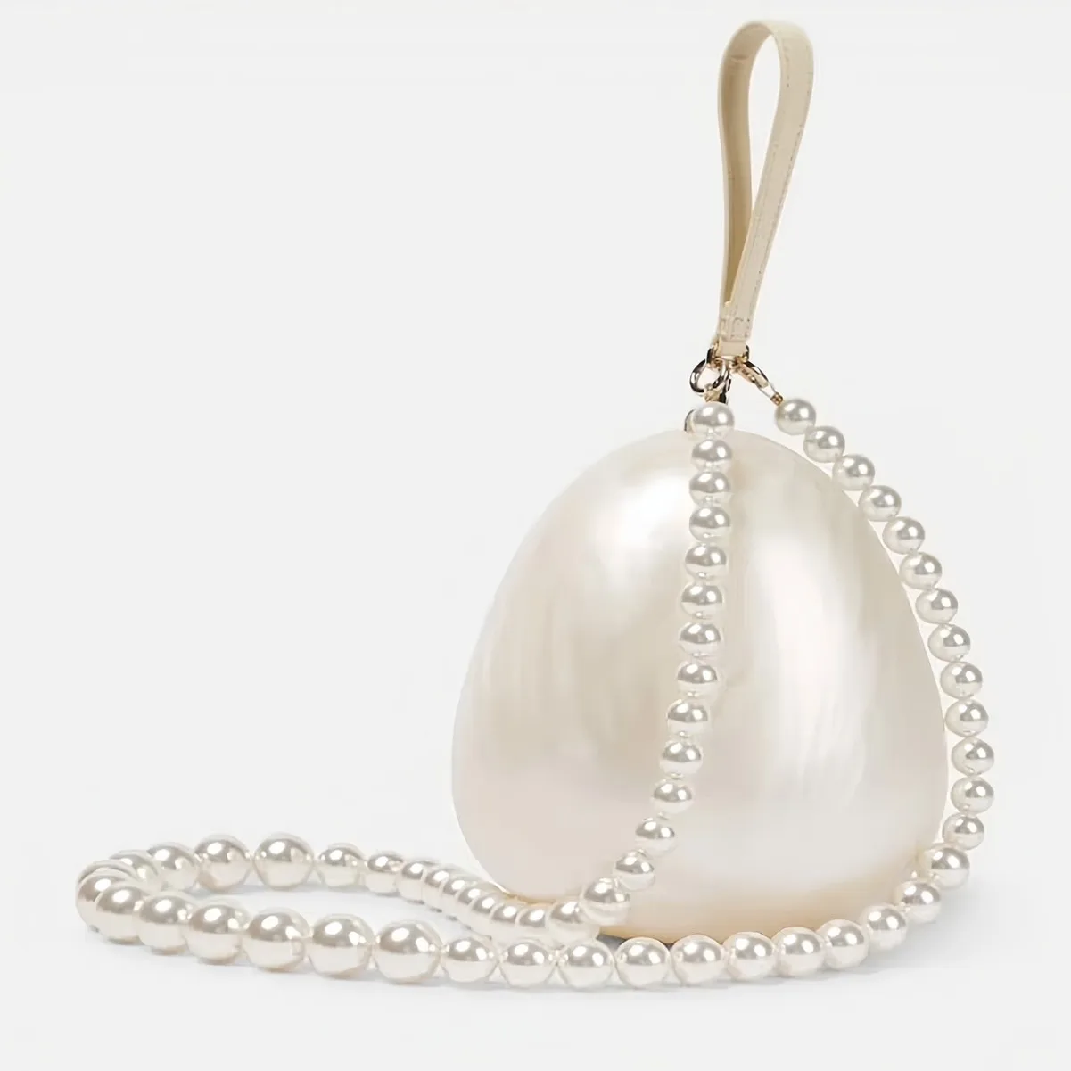 

Women Acrylic mini egg bag cute pearl Evening Clutch Bag with beaded strap For Wedding Party Luxury purse And Handbag Designer