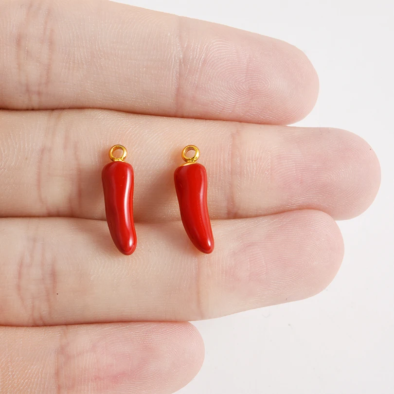 3pcs/lot Colorful Stainless Steel Oil Drop Pepper Heart Cherry Marine Animal Pendants DIY Jewelry Findings for Necklace Bracelet