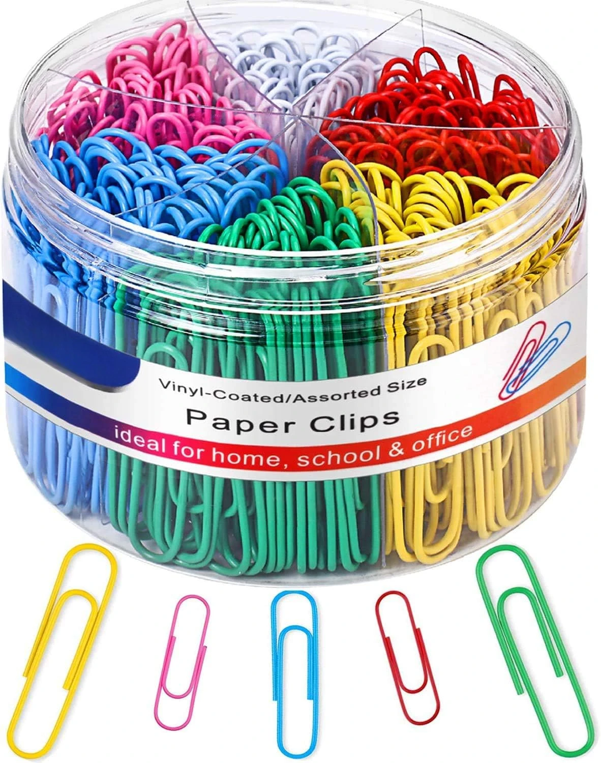 Color paper clips, 400 medium and jumbo (1.3 "and 2") paper clips, durable, rust resistant