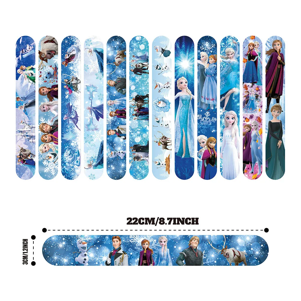 12Pcs Frozen Slap Bracelets Party Favors Birthday Party Gifts Baby Shower Decorations Snap Band for Kids Girls Boys view 2