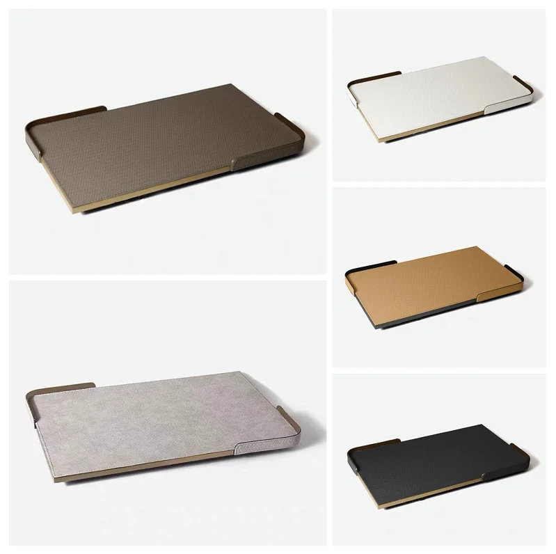 

Leather Metal Decorative Tray Rectangular Coffee Table Storage Trays Living Room Light Luxury Ornaments Home Entry Organizer