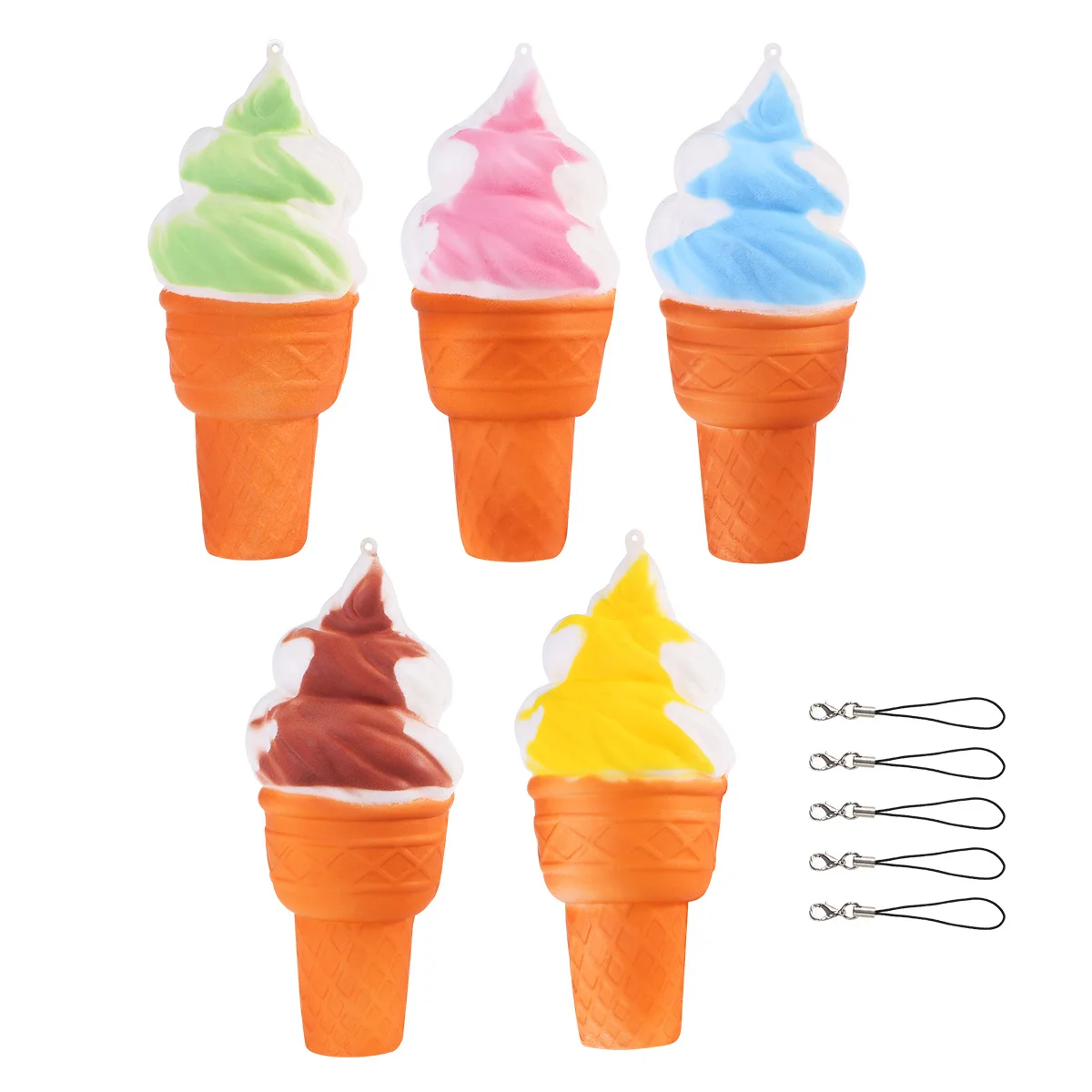 5 قطع كريم حزام الهاتف سحر ضغط الإجهاد المخلص مفتاح سلسلة الديكور لحقيبة اليد الهاتف المحمول متعدد الألوان #3