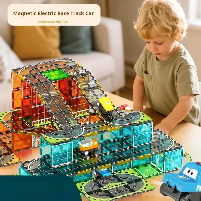 تخطيط مكعبات البناء المغناطيسية الجديدة وسيارات السكك الحديدية الكهربائية المغناطيسية القوية؛ ألعاب الربط من سلسلة نافذة الألوان لـ Urban Tra