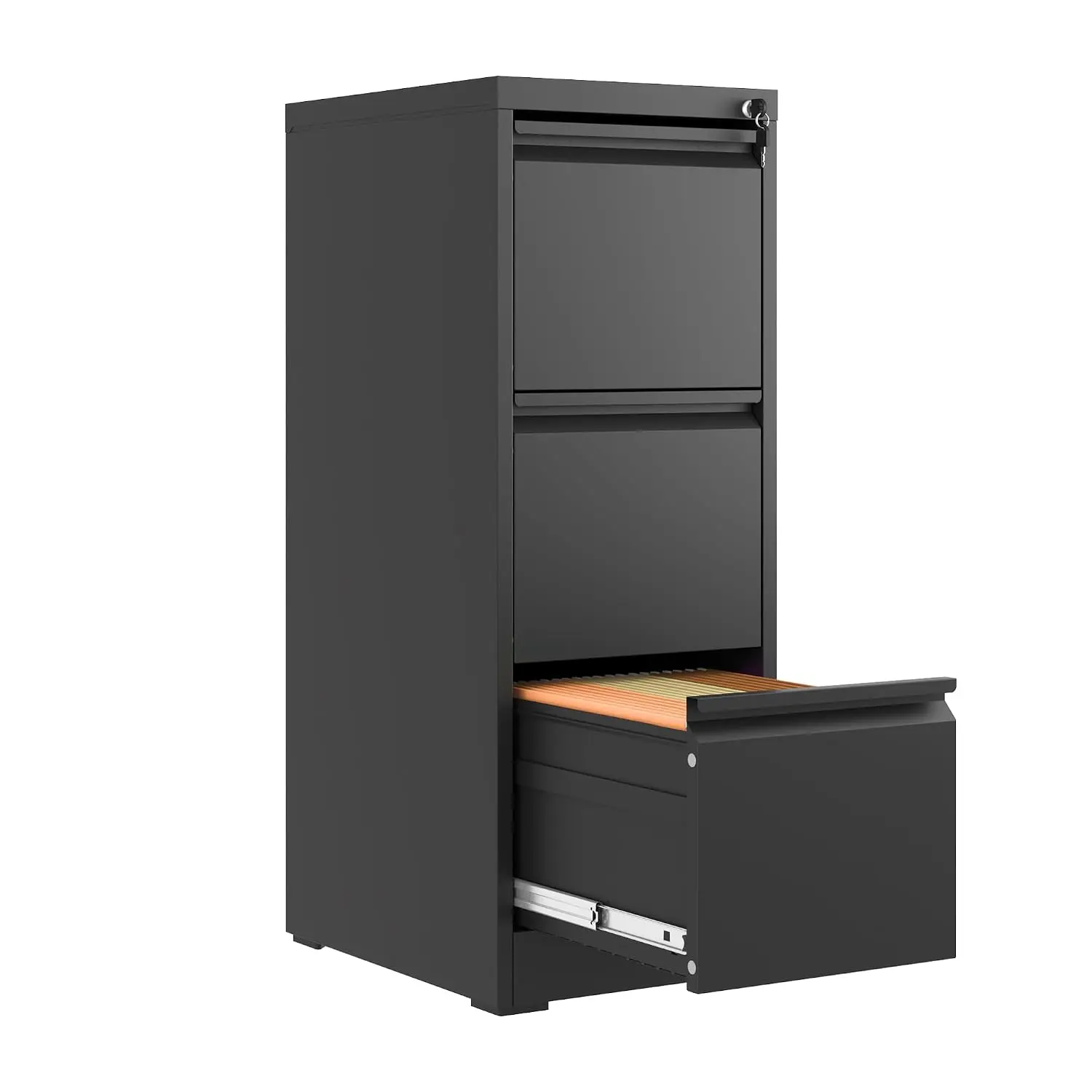 3 Drawer Metal File Cabinet with Lock, Vertical Office Storage for Letter/Legal/A4/F4, Heavy Duty, Assembly Required, Customized