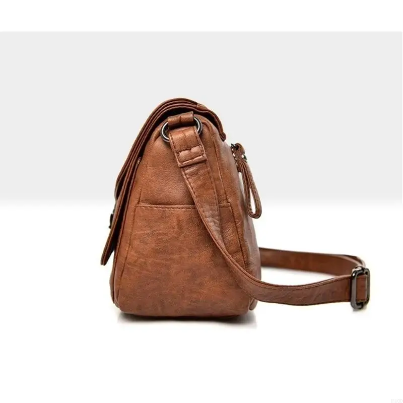 

340D Crossbody Bag Versatile Shoulder Bag for Women Solid Color Vintage Leather Bag