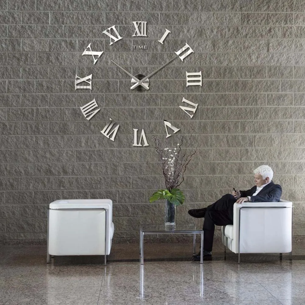 

Creative Oversized Acrylic Mirror Wall Clock Black 3D Digital Large DIY Decorative Wall Clock Not Included