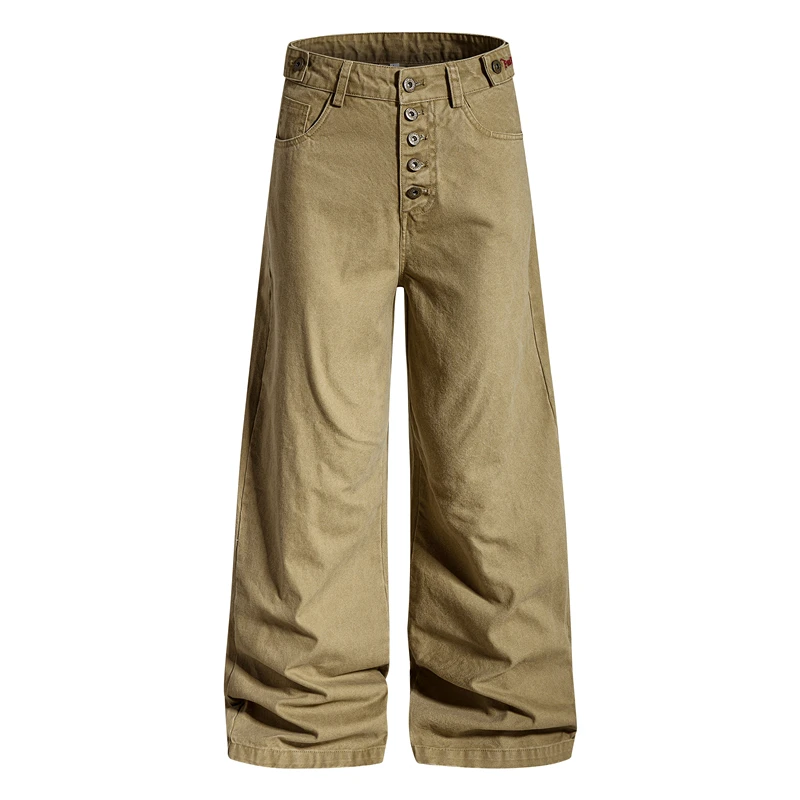 

Брюки в американском ретро-стиле GXFortune, прямые, повседневные, уличный стиль, с регулируемой талией, синие, унисекс, длинные