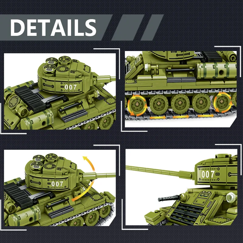 Nouveau WW2 réservoirs militaires blocs de construction T-34 99 bataille principale modèle de voiture blindée figurines de soldats briques jouets éducatifs cadeau