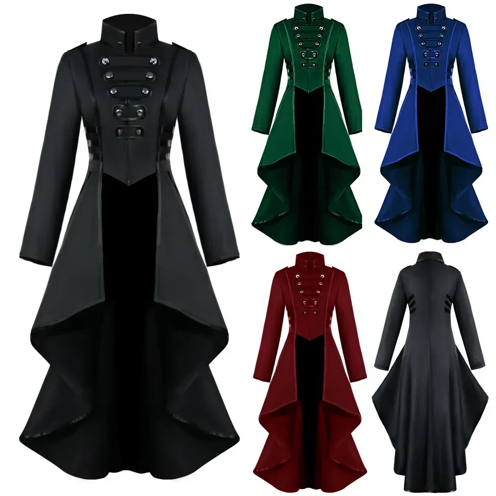 

Medieval Style Dress Tuxedo Women Lapel Irregular Hem Retro Long Tops Royal Court Clothing Halloween Outfit Dress Up Customized