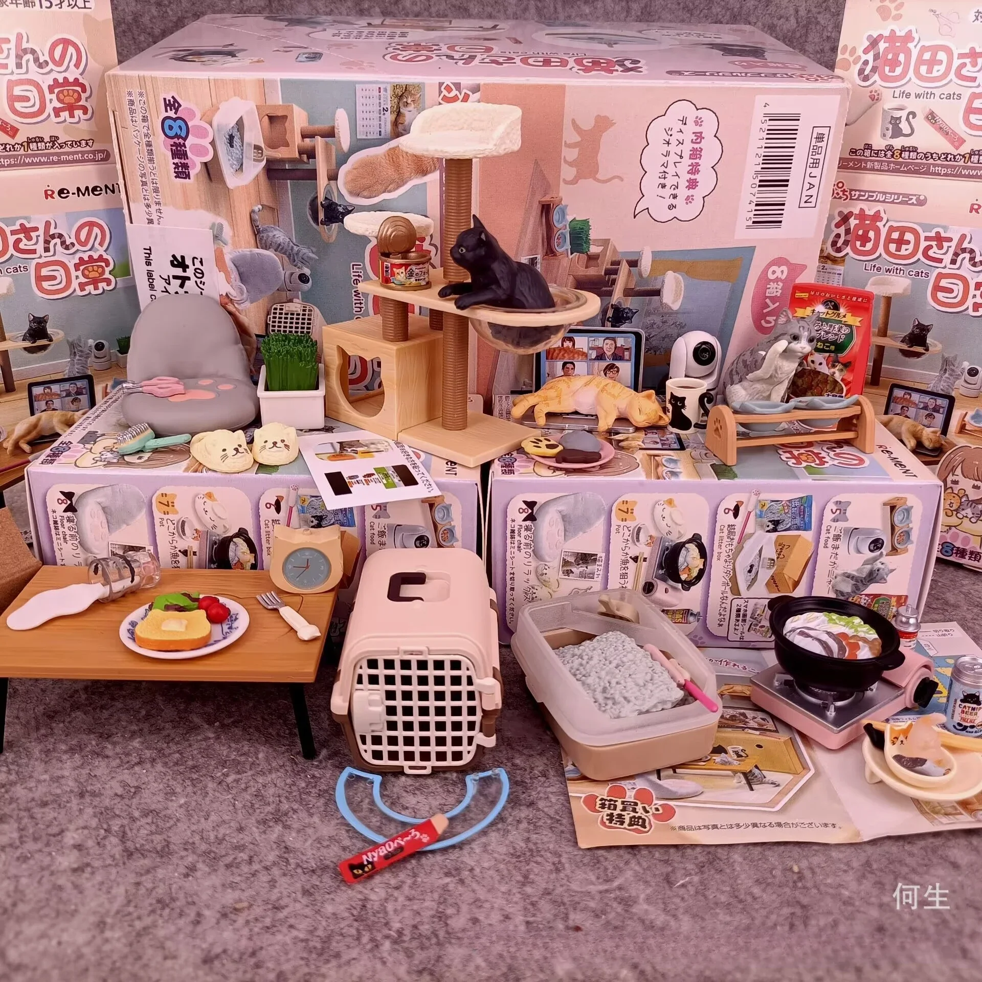 Kawaii القط الحياة اليومية المنمنمات دمية الديكور Playset سر صندوق أعمى الهدايا لعبة نموذج أنيمي الشكل جمع الحلي