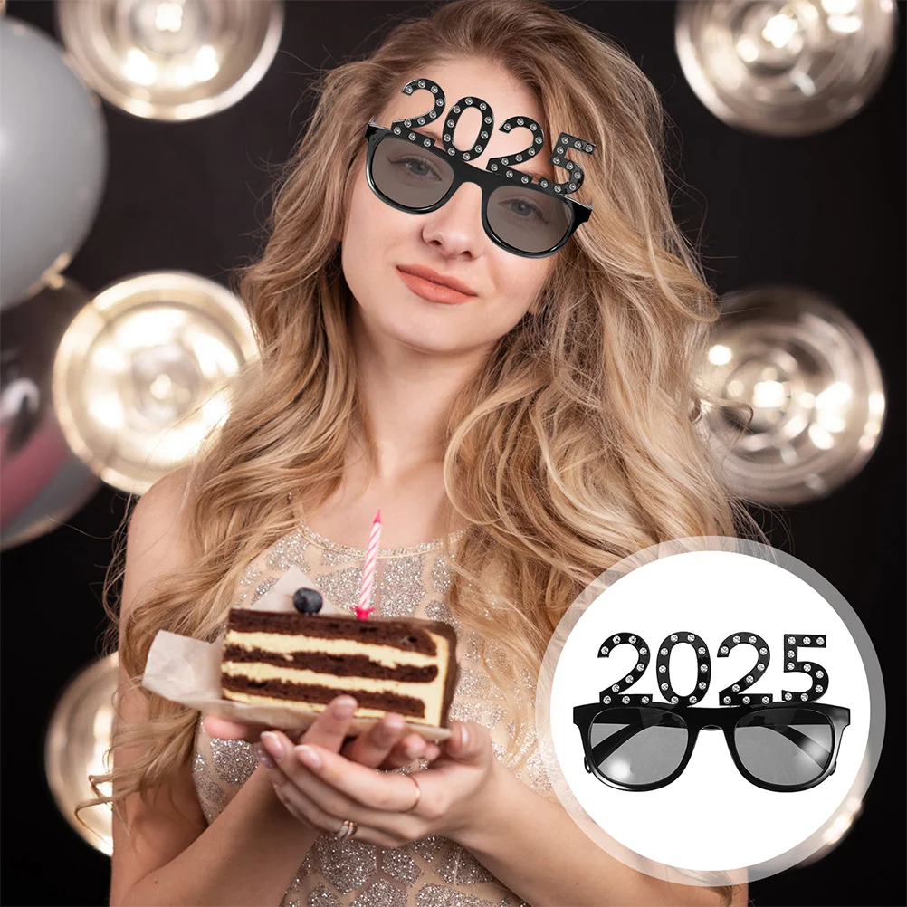 3 Pcs Digital Glasses Happy New Year Supplies Eyewear 2025 Modeling Party Decor Performance Props Plastic Bathroom Decorations