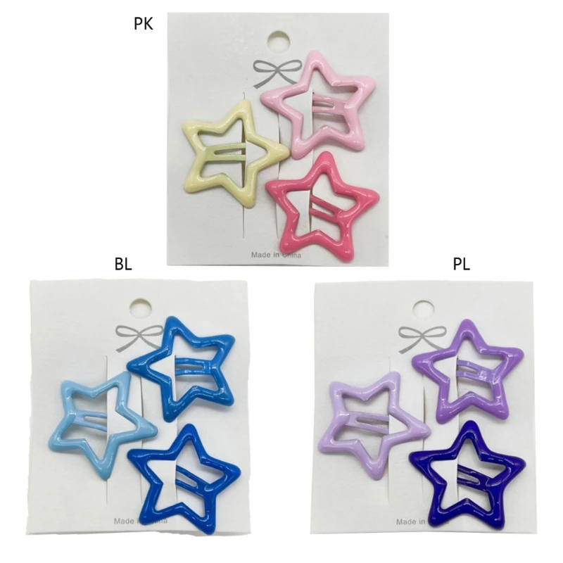 

3pcs Cute Star Shape Hairpins Hot Girls Candy Color Star Hair Clip Spring Summer Cool Style Star Hair Clip for Woman