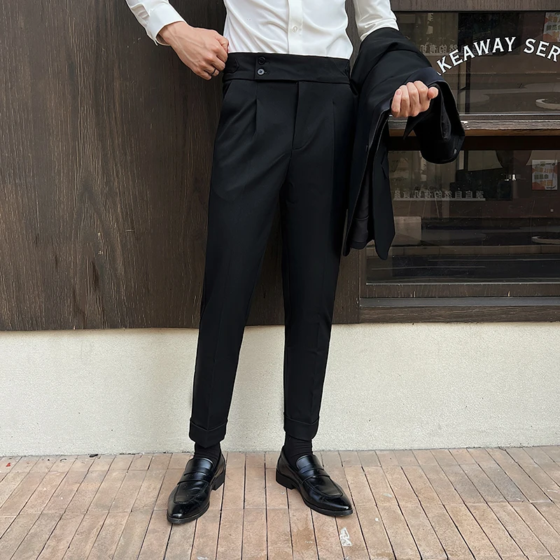 Slim-Fit Dress Pants with Belt - High Waist Formal Trousers for Business, Office & Professional Events, Premium Comfort Fabric