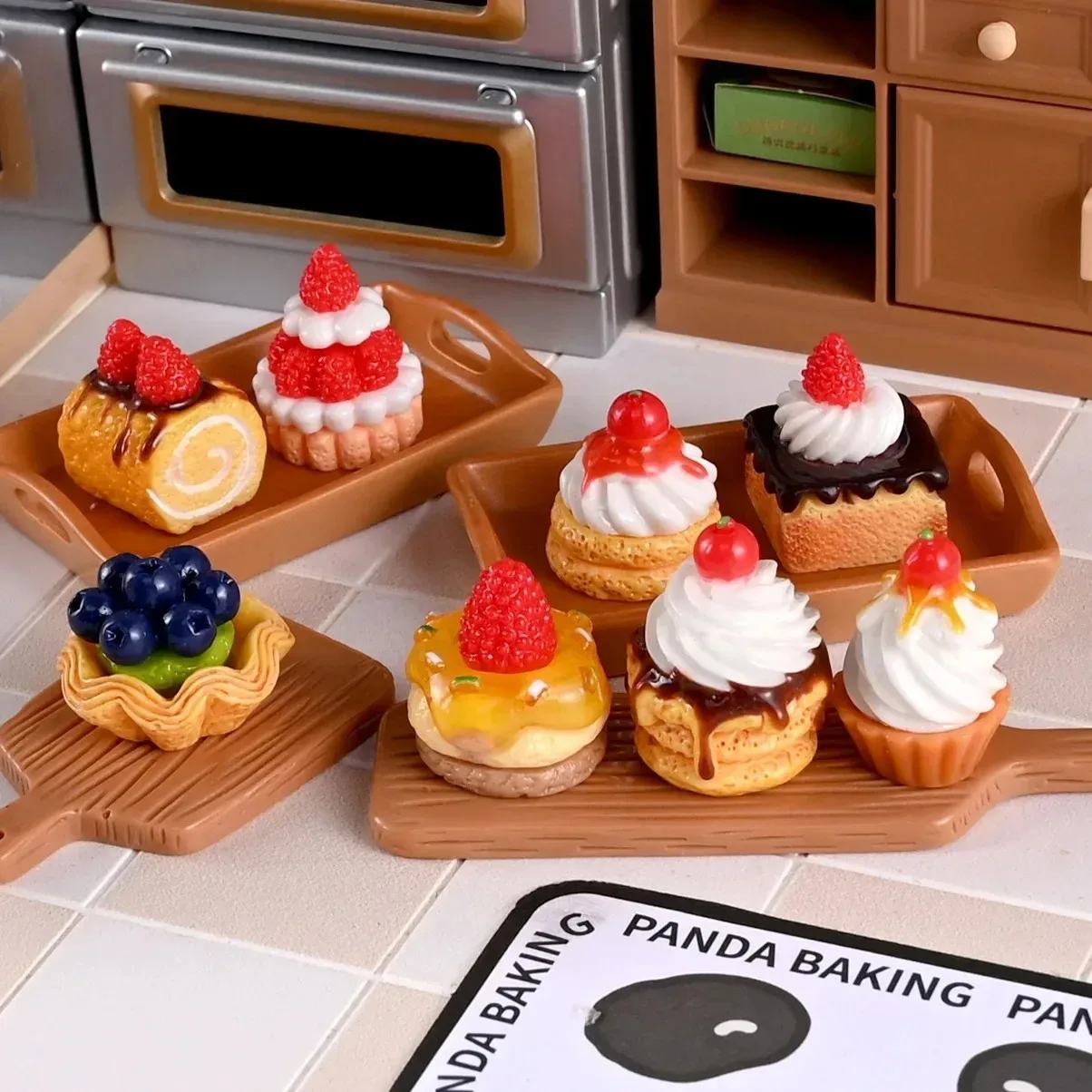 9Pcs 1:12 Scale Dollhouse Mini Dessert & Fruit Cake Set, Simulation Pretend Play Food Model, Doll Kitchen Scene Decor
