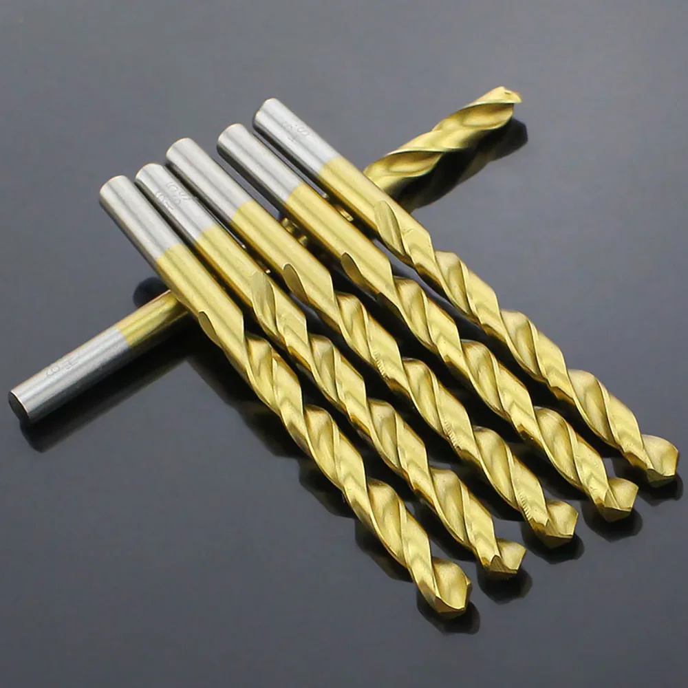 1Pcs High Speed Steel Titanium Coated Straight Shank Twist Drill Bits For Metal 3.4mm-6.0mm Accessories for Woodworking Drilling