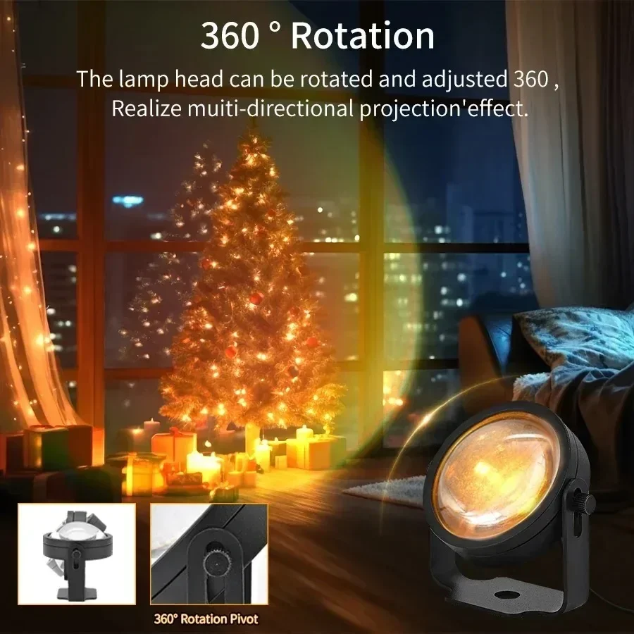 Tuya Smart Sunset Projector Lamp, RGB LED Night Light with Smart Life App & Remote for Photography, Selfie & Party Decoration