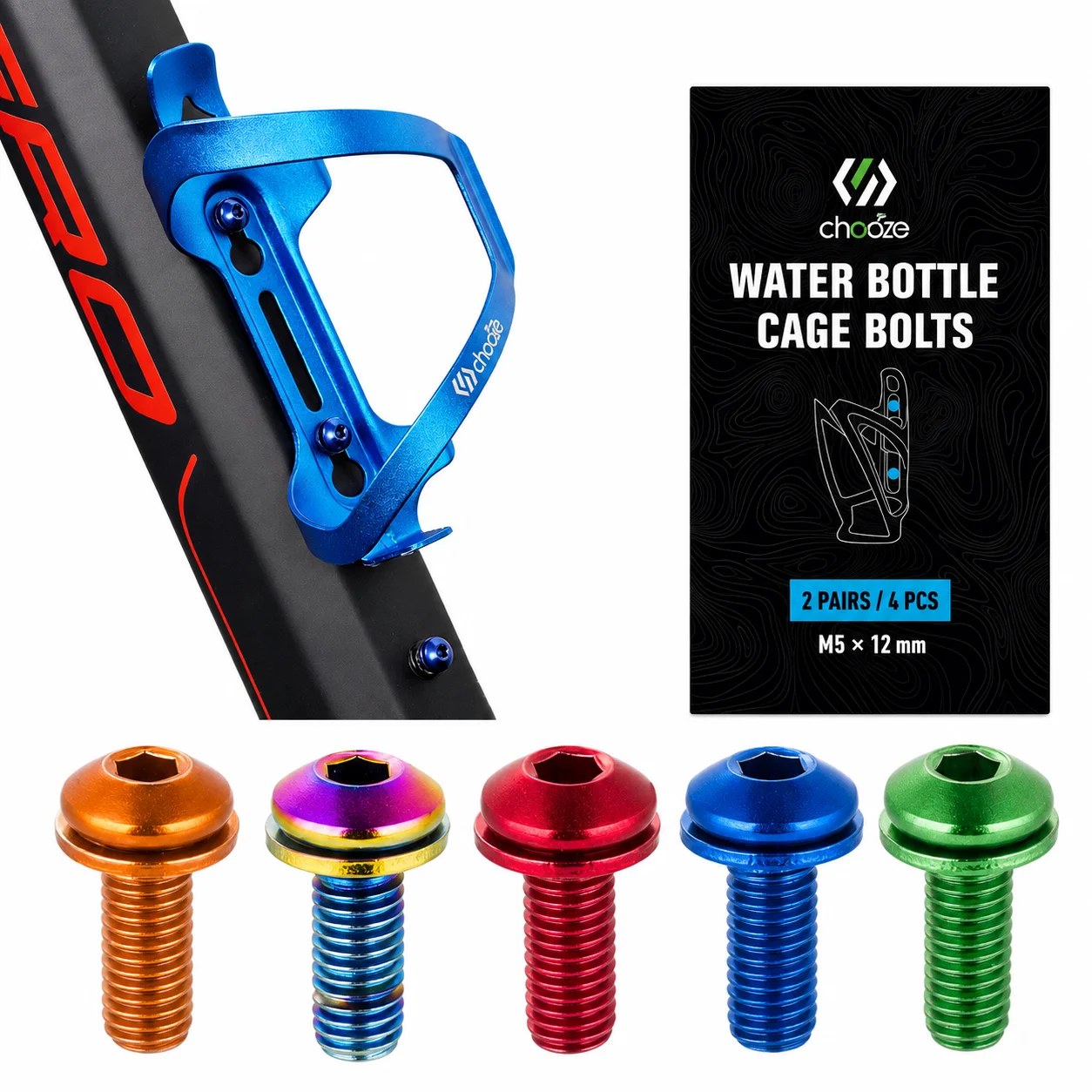 4 Stück M5 x 13 mm Stahl-Fahrradflaschenhalter-Schrauben, Befestigungsschrauben für Wasserflaschenhalter für MTB-Rennräder