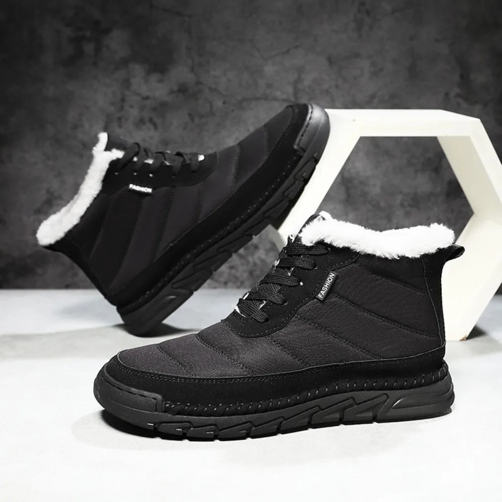 Мужские зимние ботинки больших размеров, уличная плюшевая теплая походная повседневная рабочая обувь, противоскользящие износостойкие мужские спортивные ботильоны
