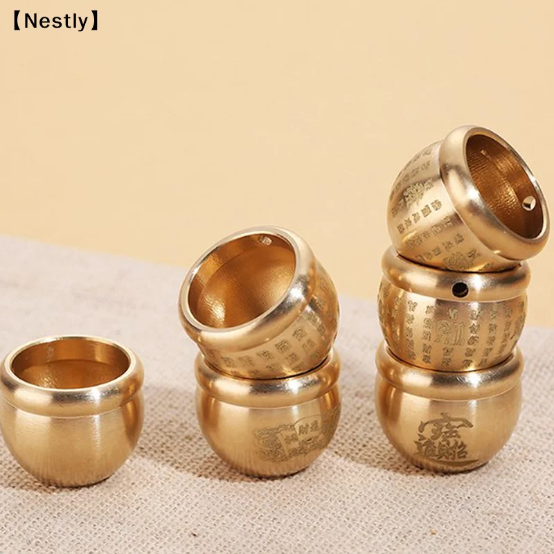 Feng Shui Lucky Fortune Wealth Brass Cornucopia Baifu Rice Cylinder Desktop Ashtray Study Small Ornament Gift Home Decor〔Nest〕