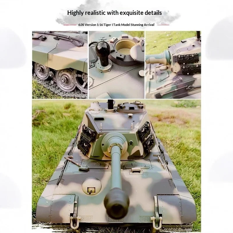 Henglong German "Tiger" King (Henschel) 7.0 خزان تحكم عن بعد عالي التحمل مع مسارات معدنية لعجلات الطريق لعبة RC وهدية مثالية #5