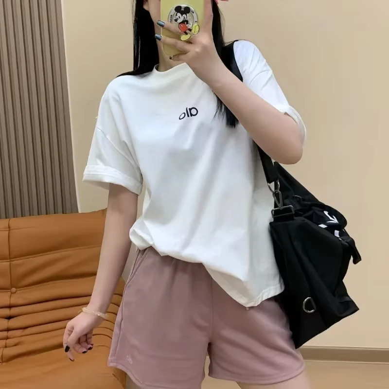 2025 New  Letter Printing Short-sleeved Women T-shirt Trendy Temperament Casual Versatile Short-sleeved Clothing Heavy