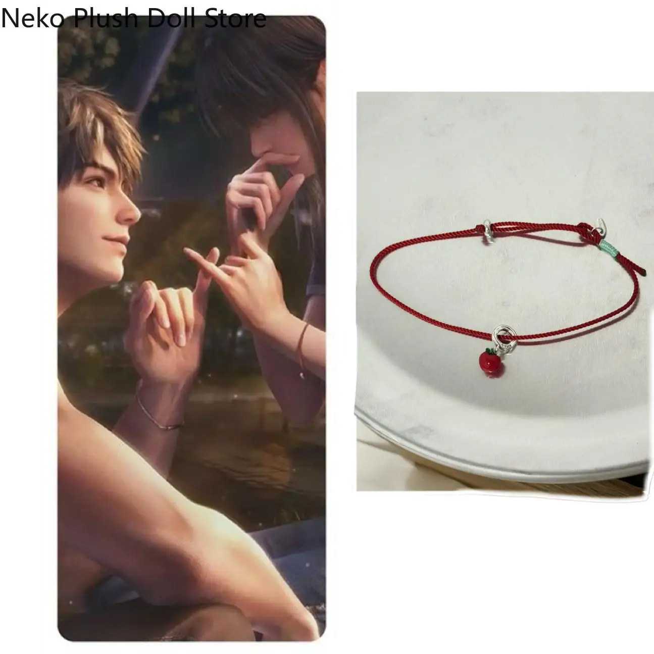 

Anime Love and Deepspace Caleb Attribute Same Style Red Apple Hand Chain Minimally Designed Couple Wristband Birthday Gift