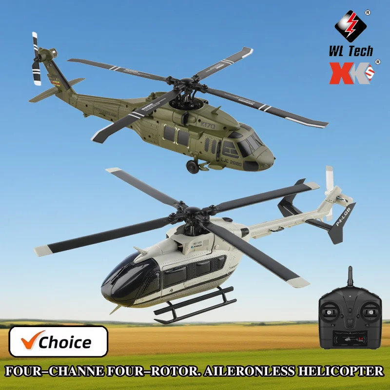 Wltoys 2025 K160/170 RC helicóptero modelo de cuatro vías Motor sin escobillas altura sosteniendo simulación EC-145 sin solapas helicóptero Juguetes
