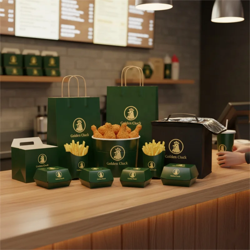custom.Custom Fast Food Paper Boxes with Fries Burger Chicken Hamburger Hot Dog Takeaway Packaging