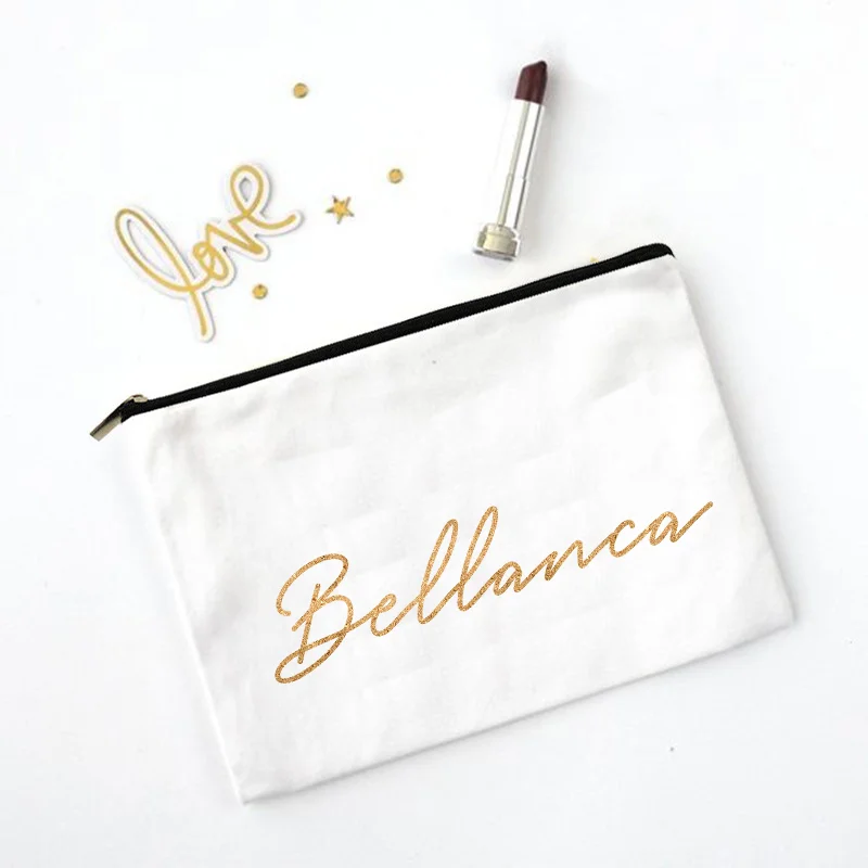 Personalized Custom Name Makeup Bags Makeup Bag Bridal Cosmetic Case Canvas Monogram Toiletry Pouch Gifts for Bridesmaid