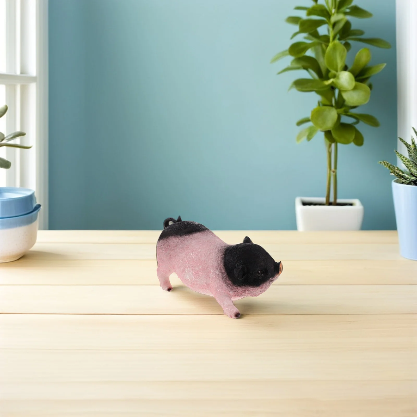 

2Pcs Garden Pig Statue Cute Funny Resin Sculpture Indoor Outdoor Lawn Ornament Decorative Garden Animal Sculpture