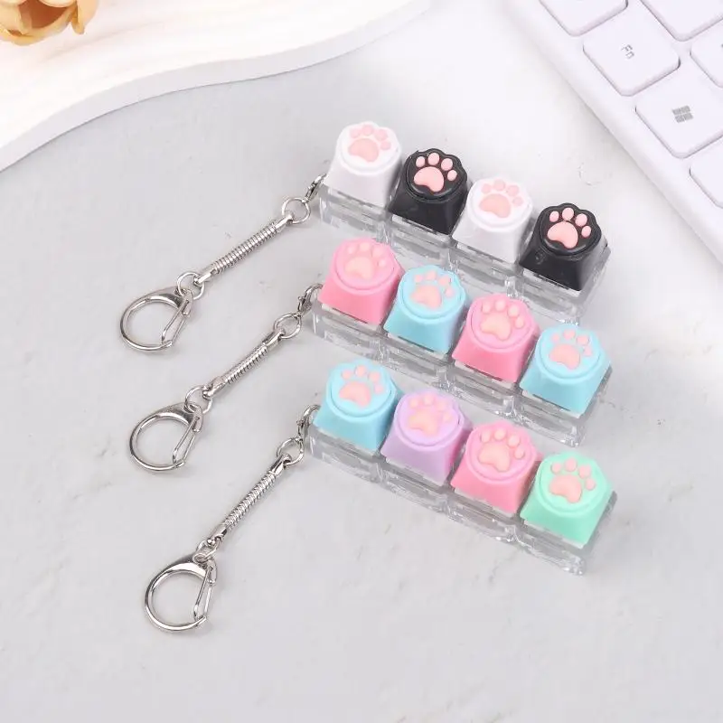 New Silicone Cat Paw Keychain Stress Relief Toy For Keyboard Lovers Portable Keyring Gifts