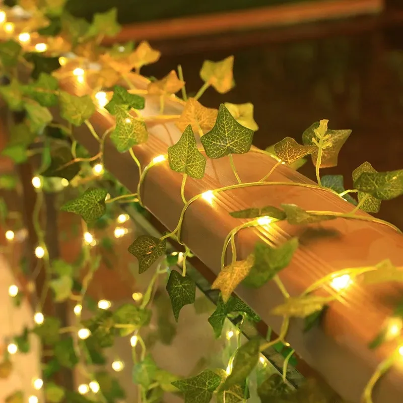 Stringa di luce fata a foglia verde a LED solare 50-150 LED impermeabile per esterni per la decorazione della ghirlanda dell'albero di Natale della festa nuziale