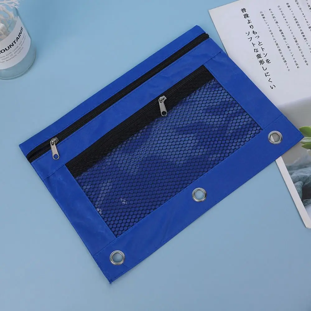 Colorful Canvas Cloth Pencil Case Bag Double Layer Zipper Closure Document File Bags Paper File Book Pencil Holder School Use