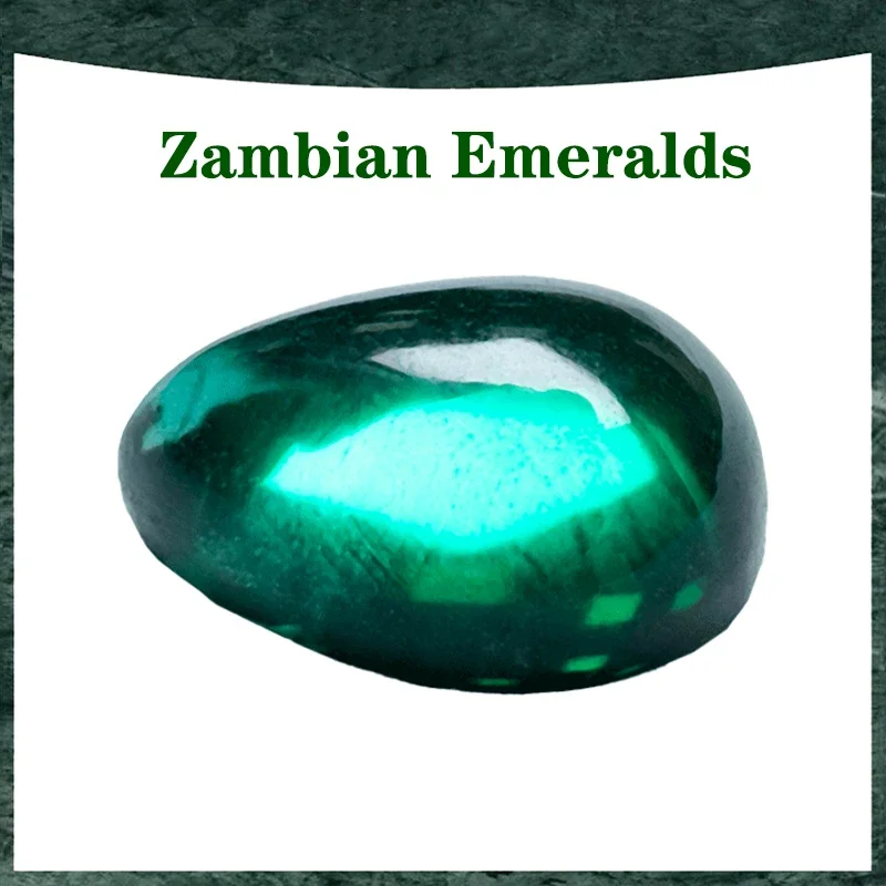 

Top Lab Grown Zambian Emeralds Selectable AGL Certificate Hydrothermal Smooth Surface Pear Shape with Cracks Inclusions Inside