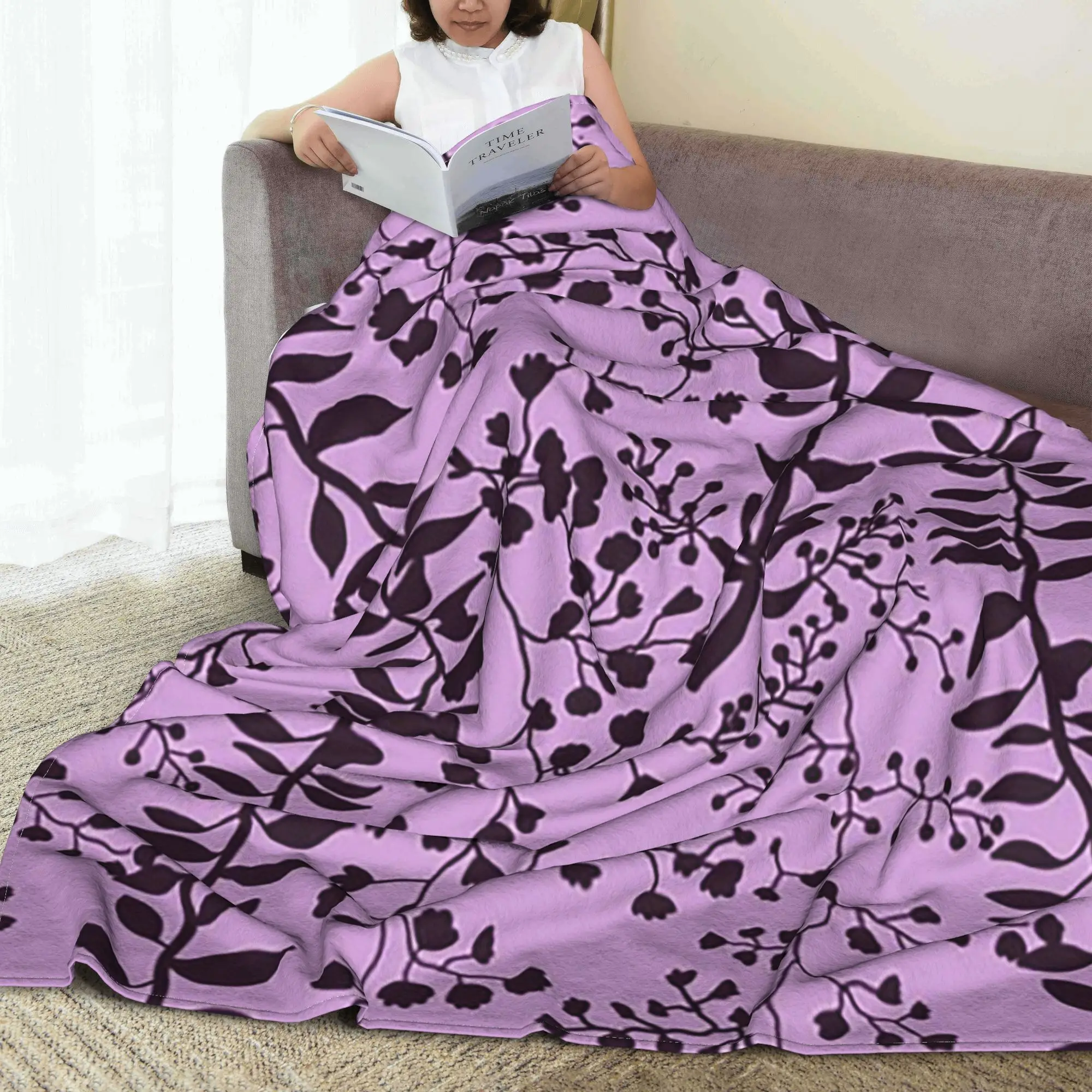 

Bella Swan Lavender Freesia Blanket Portable Flannel Sofa Throw Blanket for Couch Bedding Office Throws Bedspread Quilt