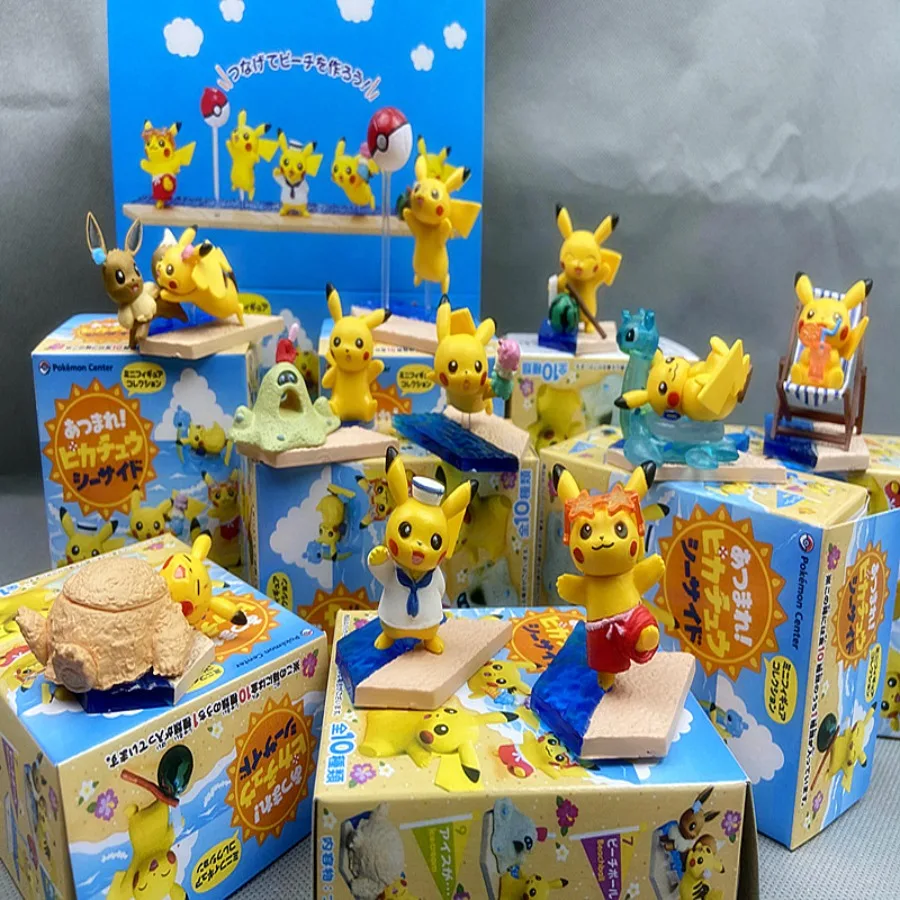 

Подлинная серия Pokemon Beach Scene, слепая коробка, костюм моряка, кресло, скейтборд, декор для рабочего стола, аниме, мультфильм, подарок на день рождения, детские игрушки
