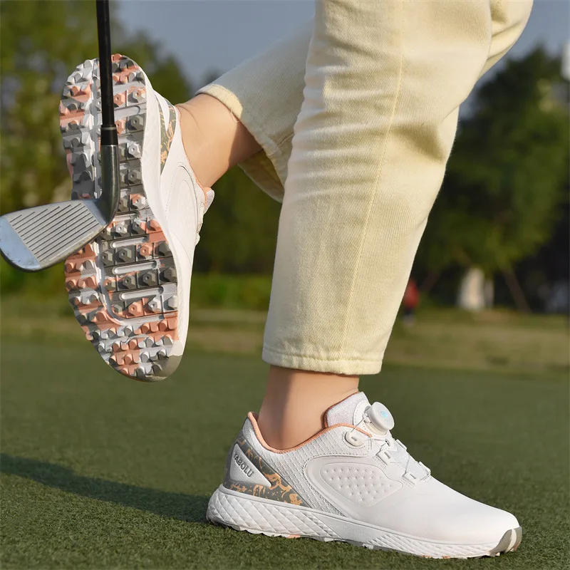 LiXingMing Golf Shoes Women White Waterproof Spikeless Men Golf Sport Shoes Couple Teenager Training Golfer Competition Sneakers