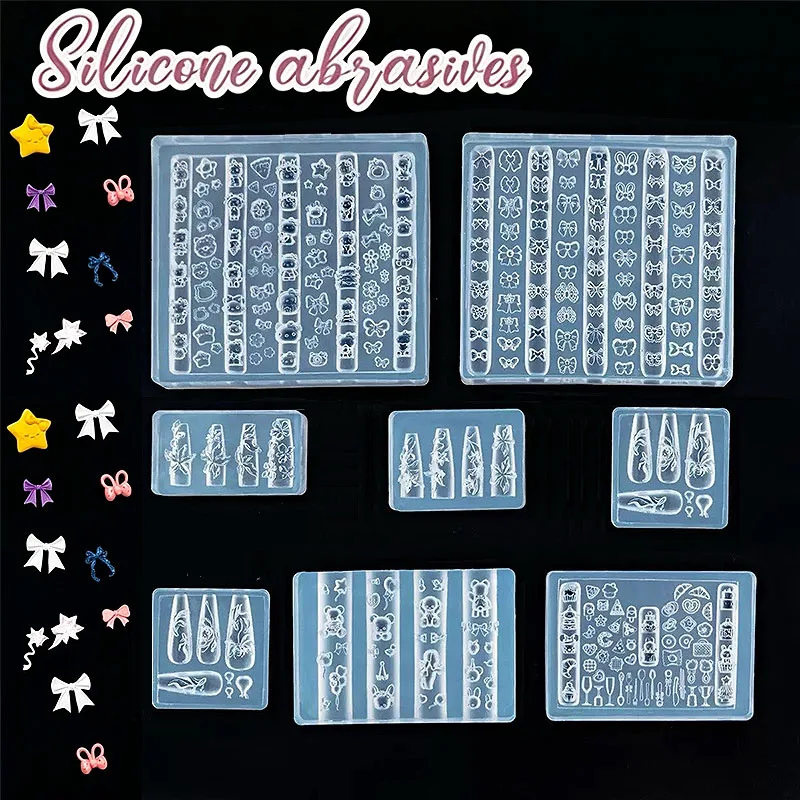 New Silicone Molds for Nails Art 3d Nail Silicone Mold Stamping Plates for Button Mold Nails Women DIY Manicure Tool MJMB04